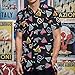 LARSD 80s Shirts for Men - 90s Button Up Vintage Retro Hawaiian Beach Neon Disco Funny Party Shirt - Memphis Black Geometric XL
