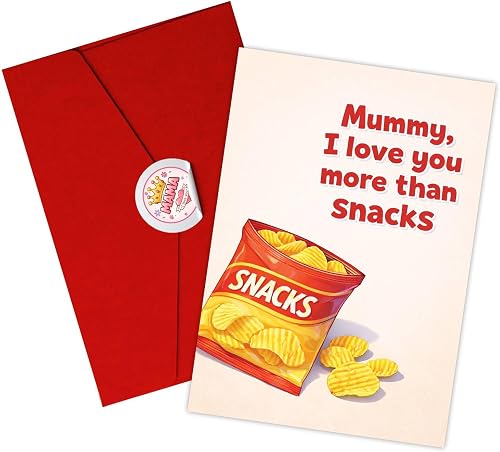 Podagree Funny Mother's Day Card - 'I Love You More Than Snacks' Snack Lover's H