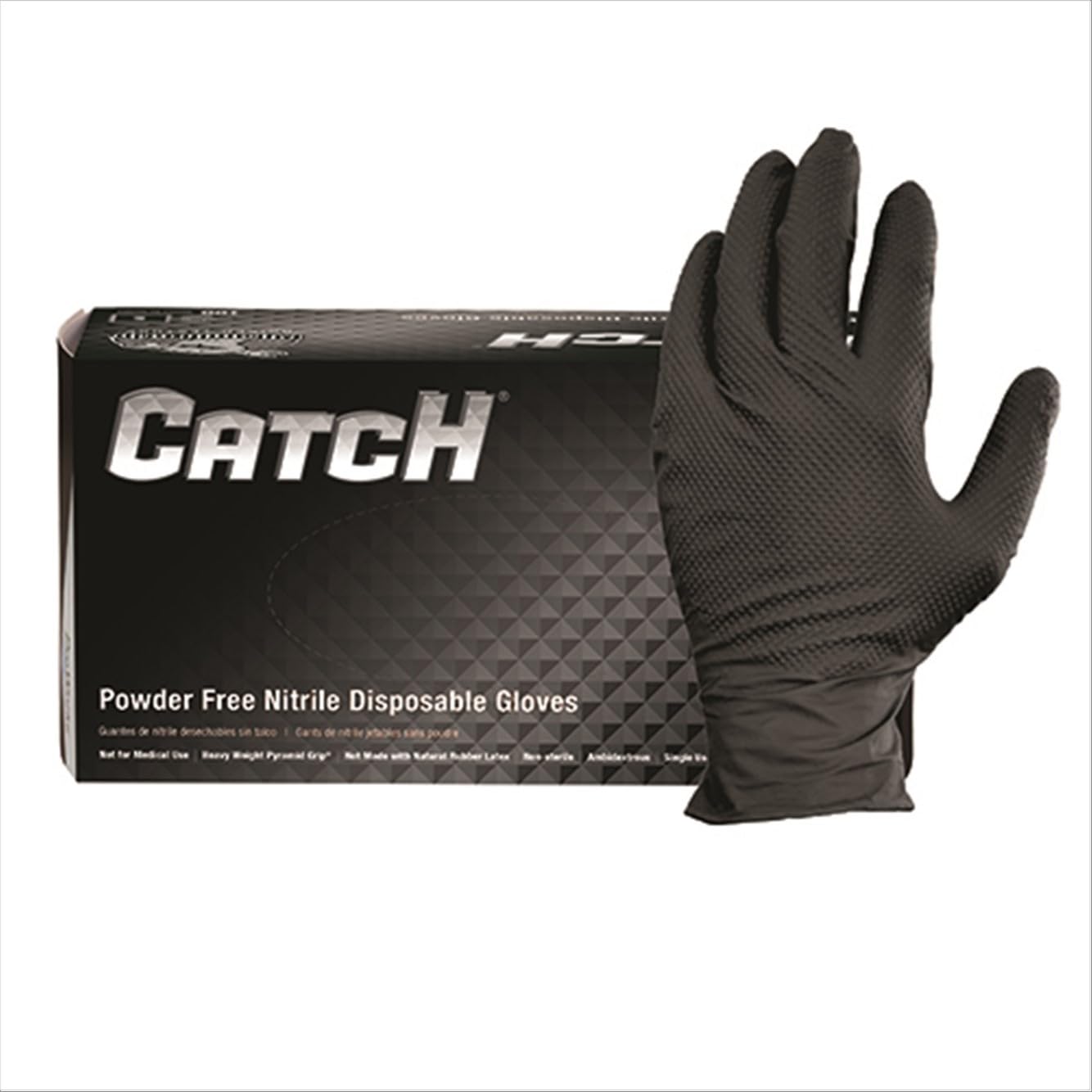 BLACK NITRILE POWDER FREE TEXTURED GLOVES, 10/100-XLG
