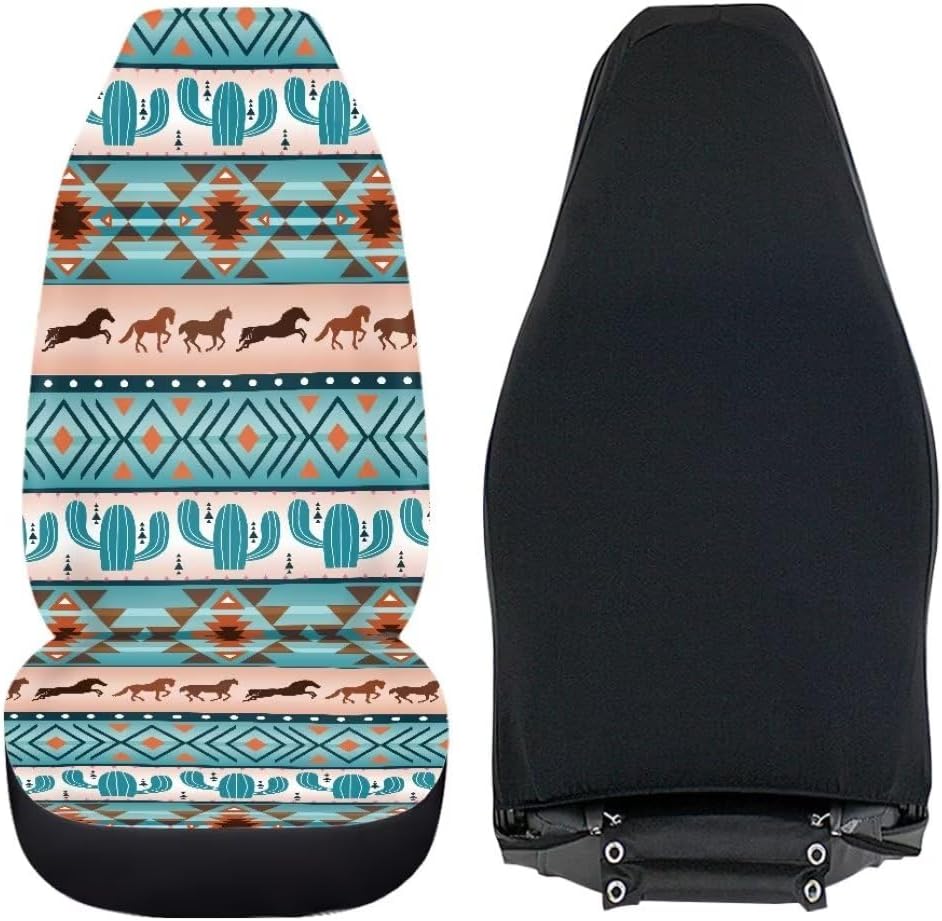 Horeset Native Navajo Ethnic Style Car Seat Cover,2 PCS Universal Soft Front Seat Protection All Inclusive Vehicle Accessories Interior for Men Wowmen
