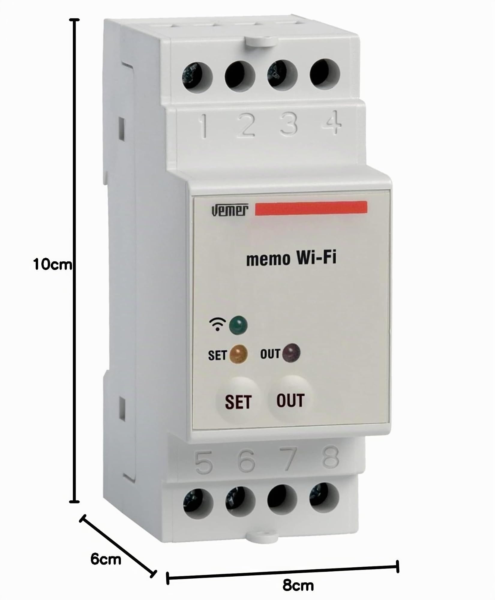 VEMER VE780700 MEMO WIFI - Temporizador Wi-Fi con Programación Horaria o Astronómica, Interruptor controlable desde Smartphone vía APP disponible en IOS y Android, Instalación en Carril DIN, Blanco