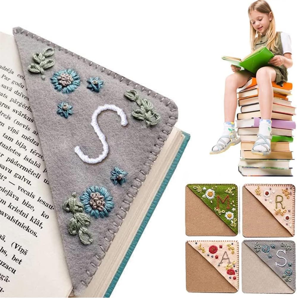 Heatunk Custom Embroidered Corner Bookmark with Personalized Letters - Perfect for Book Lovers and Thoughtful Gifts (Winter,S)