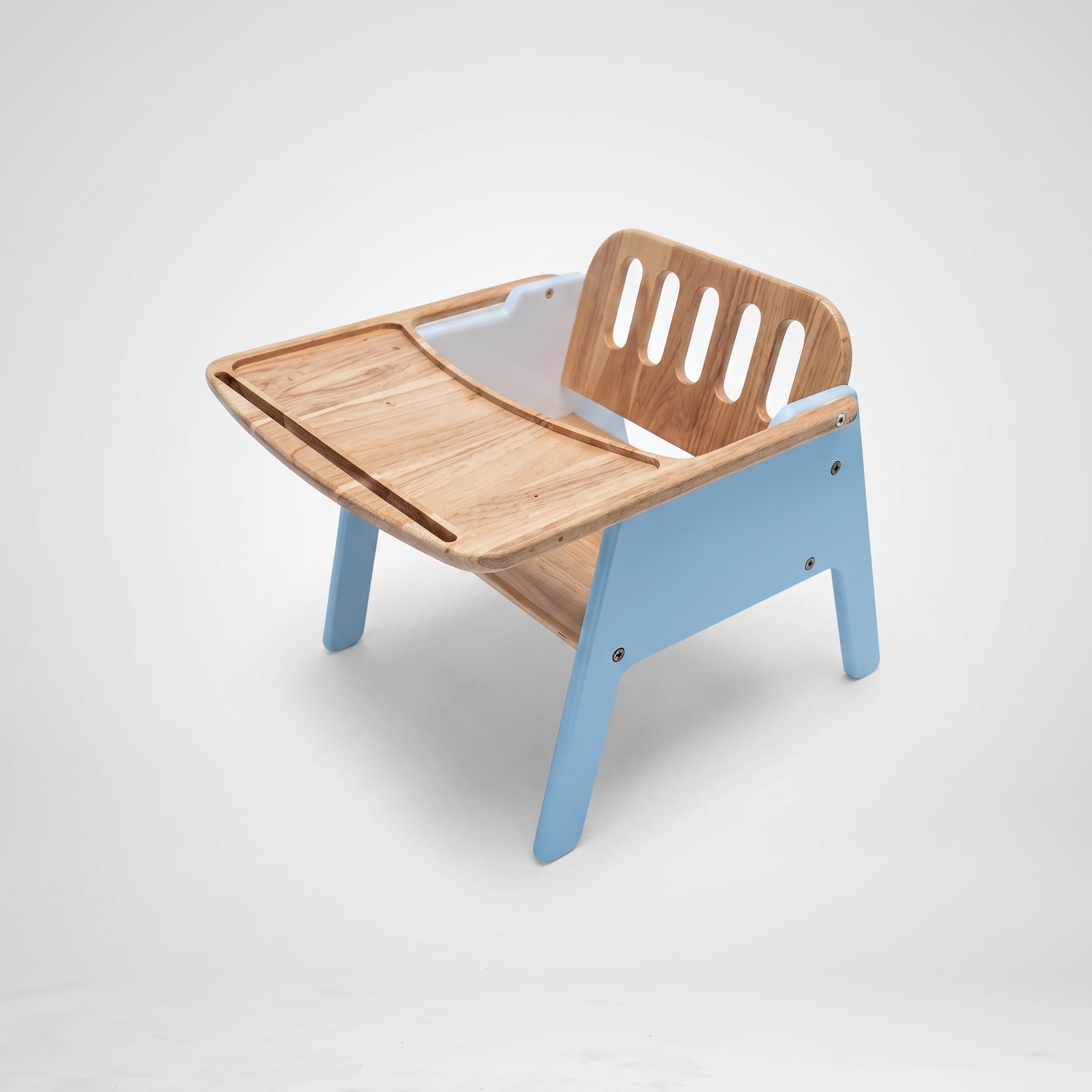 Solid Acacia Wood Kids Chair with Fixed Activity Tray, Wide Anti-Tip Base, Non-Toxic Finish, Wooden Feeding and Drawing Seat for Toddlers, Acacia Wood Kids Chair-picture-22