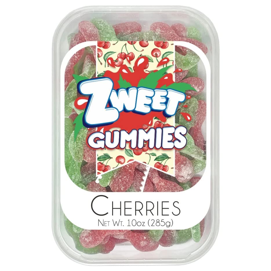 Zweet Gummy Sour Cherries - 10 oz Tub miniatura 1