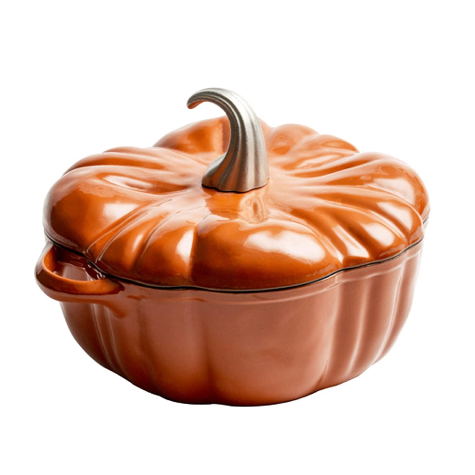 Pumpkin Design - Horno holandés de hierro fundido esmaltado con tapa, olla de 4,5 L para asar, hornear, estofar, olla antiadherente segura para horno e inducción