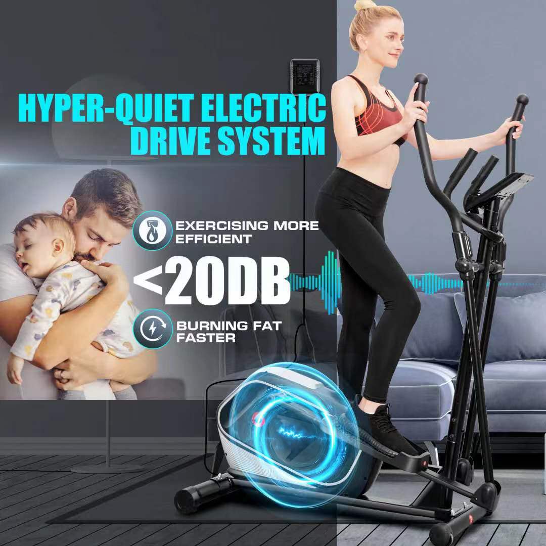Profun Ellittica Elettrica Volano da 16 libbre/16 livelli di resistenza/13 Programma di Allenamento, Trainer Ellittico Fitness per tutta la Famiglia, Carico Massimo 390 LBS