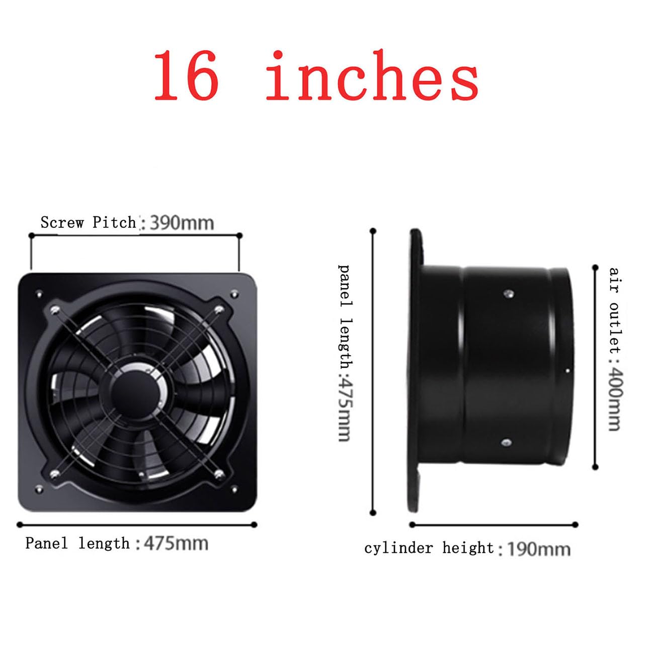 ICEMOB Aspiratore Bagno,Ventilatore Industriale 2800 Giri/Min,Estrattore Aria Silenzioso con Valvola di Ritegno,Ventola Aspirazione per Cucina,Cucina,WC,Ufficio,Griglia Metallica,16 inch