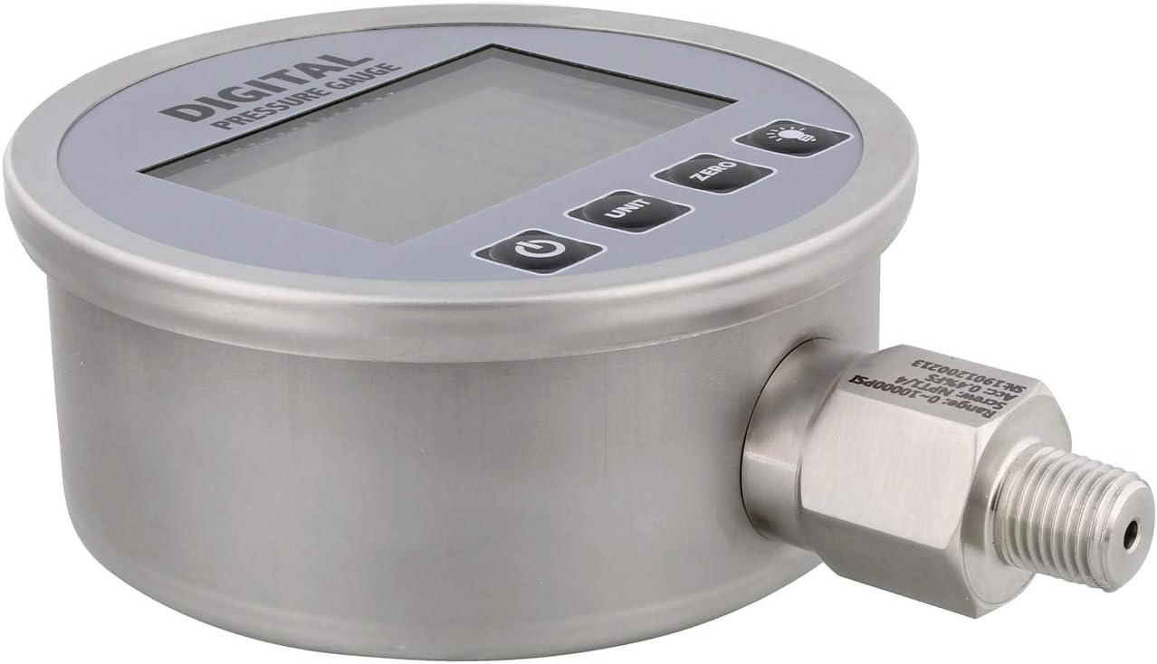 Amazing 🔥 BISupply Large Digital Pressure Gauge Digital Air Pressure Gauge for Engine Oil, Water, and More – 10,000 PSI