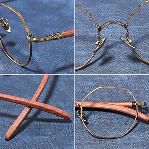 Gafas de Lectura de Titanio poligonales con Estilo Retro para Hombres y Mujeres, lectores de computadora con Bloqueo de luz Azul y Brazo de Madera (Color: Negro, tamaño: 2,75x)