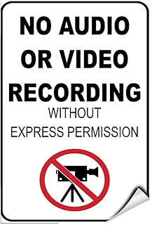 No Audio Or Video Recording Without Express Permission Label Decal Sticker 5 inches x 7 inches