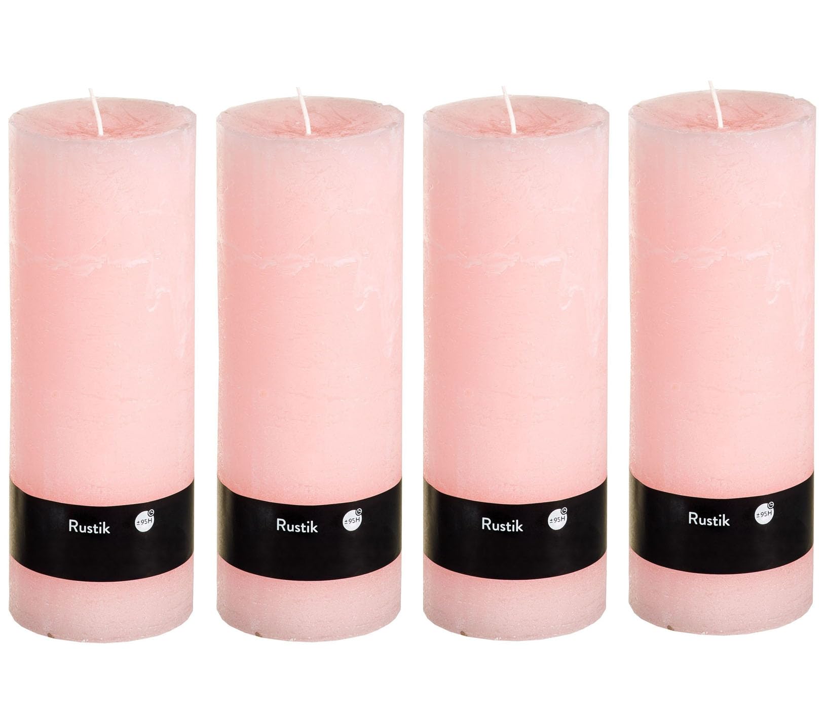 Stumpenkerzen Rustic 4er Set - Stumpenkerze, Blockkerze, Kerze, Adventskranz, Advent - Kein Ruß - (7x19, Light Pink, 4)