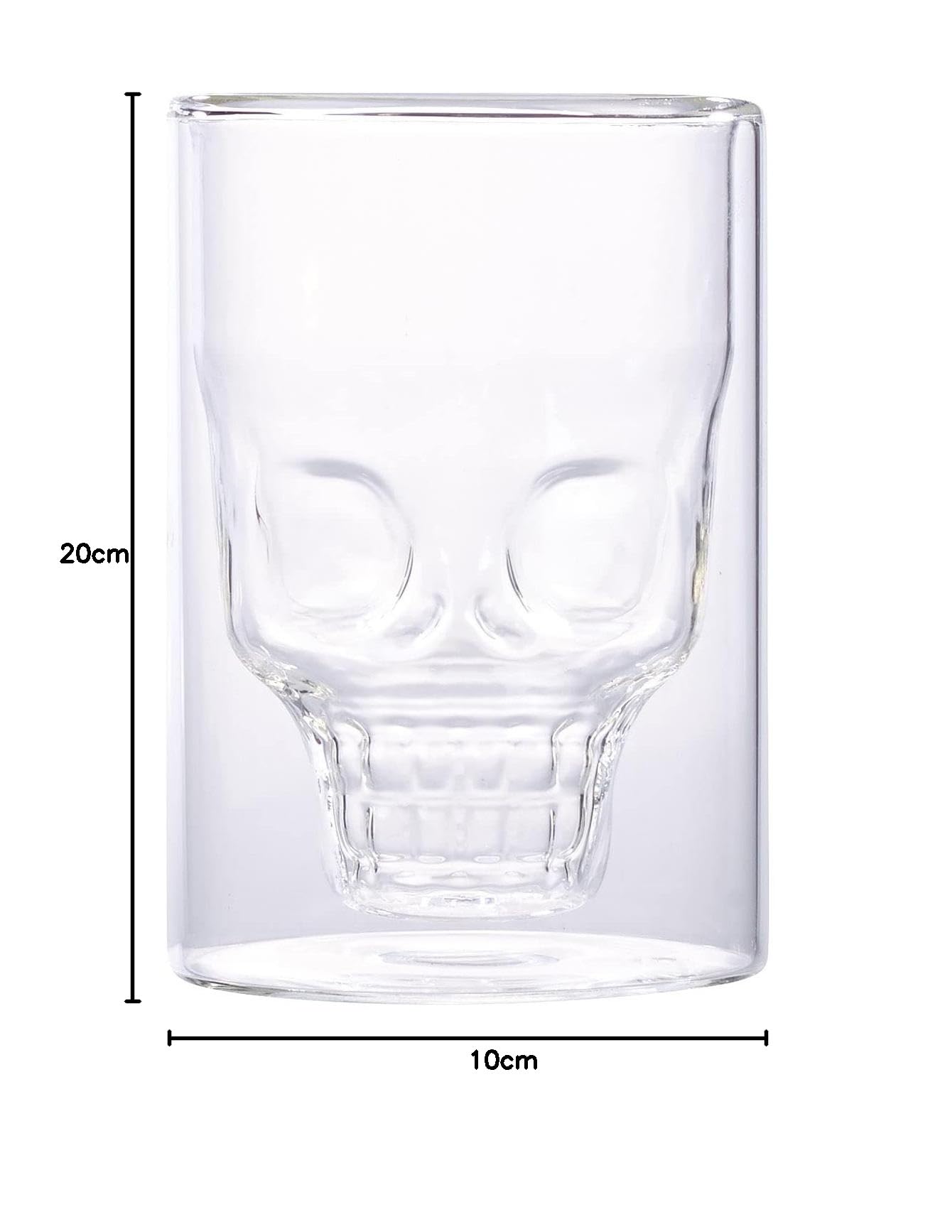 Glas-Tasse: 6er-Set doppelwandige Trinkgläser Totenkopf, je 0,4 Liter (Design Gläser doppelwandig, Isoliertasse aus Glas)