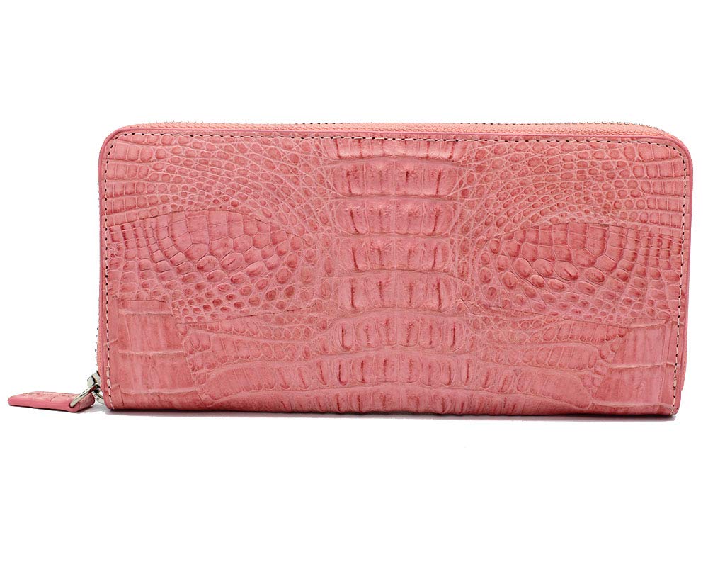 新品 RODANIA リアルクロコダイル ラウンドファスナー 長財布 ピンク クロコダイル 長財布 レディース 財布 ラウンドファスナー