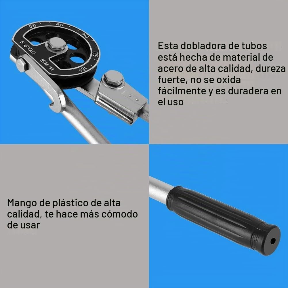 Herramienta Doblado Tubos 5/8 '' (16 mm) Dobladora Tubos OD Manual 180 Grados Doblador Tubos Servicio Pesado para Tubos Acero Inoxidable Aluminio Latón