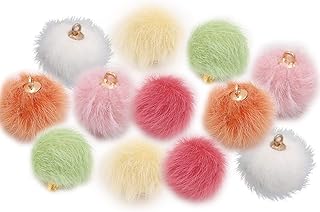 ファーボール 6色36個セット カン付き 15mm ポンポン チャーム ペンダント ふわふわ アクセサリーパーツ DIY 手芸材料 ピアスパーツ