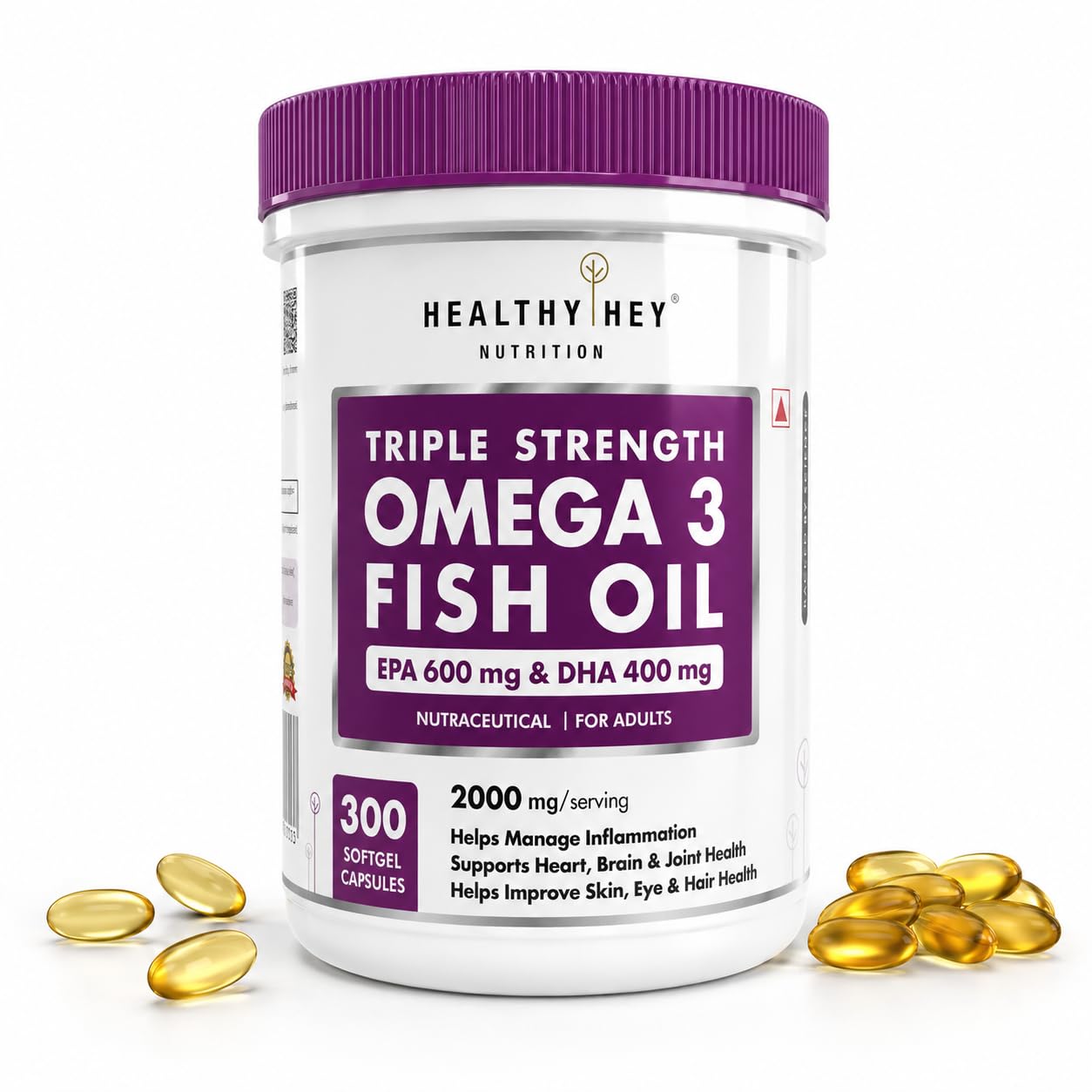 HealthyHey Sports Omega 3 Fish Oil | Omega 3 Fish Oil Capsules For Women and Men - 300 Softgels (EPA 600 - DHA 400)-image-43