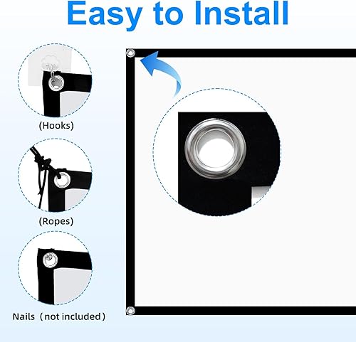 Miniatura 7 de Pantalla de proyector de 60 pulgadas, pantalla de proyección portátil OKEDUO 4K 169 HD, antiarrugas, para interiores y exteriores, instalación