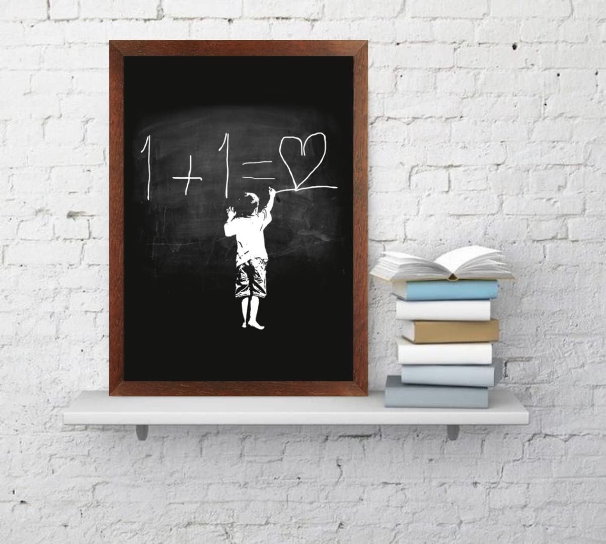 Amazon.co.jp: バンクシー 1+1=ハート フレーム付き ポスターaoipro