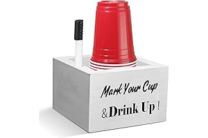 Rustic Wooden Cup and Marker Holder for Parties, Weddings, Bars, and Homes