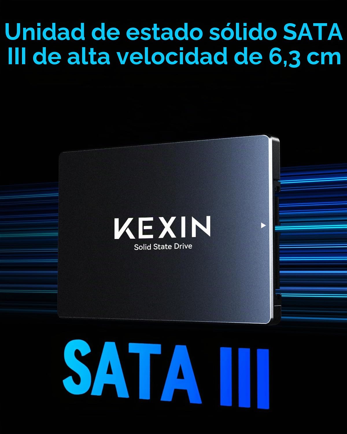 KEXIN SSD Interno SATA III de 2,5 Pulgadas, 64 GB: hasta 280 MB/s de Lectura y 250 MB/s de Escritura, SSD de Alta Velocidad para portátiles y PC de sobremesa