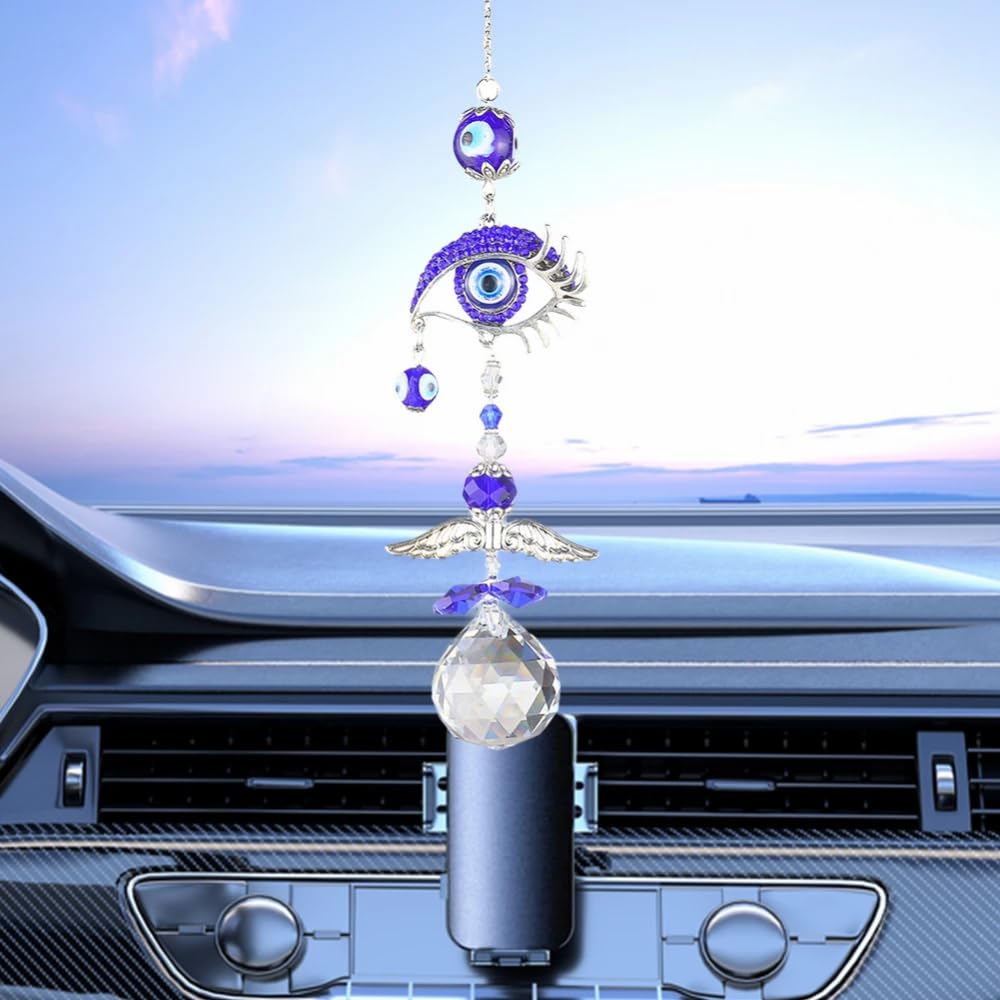 WULILONG Hanging Crystal Suncatcher Blue Evil Eye Suncatchers with Crystal Prism Balls Window Hanging Decoration Ornament Bedroom garden auspicious decoration - Image 4