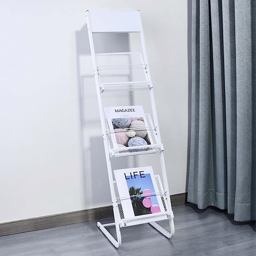 Zeitschriftenhalter Bodenstehender Zeitschriftenständer, Zeitungsständer, Literatur-Organizer aus Metall, Prospektständer für Wohnzimmer/Büro/Lobby, einfach zu montieren