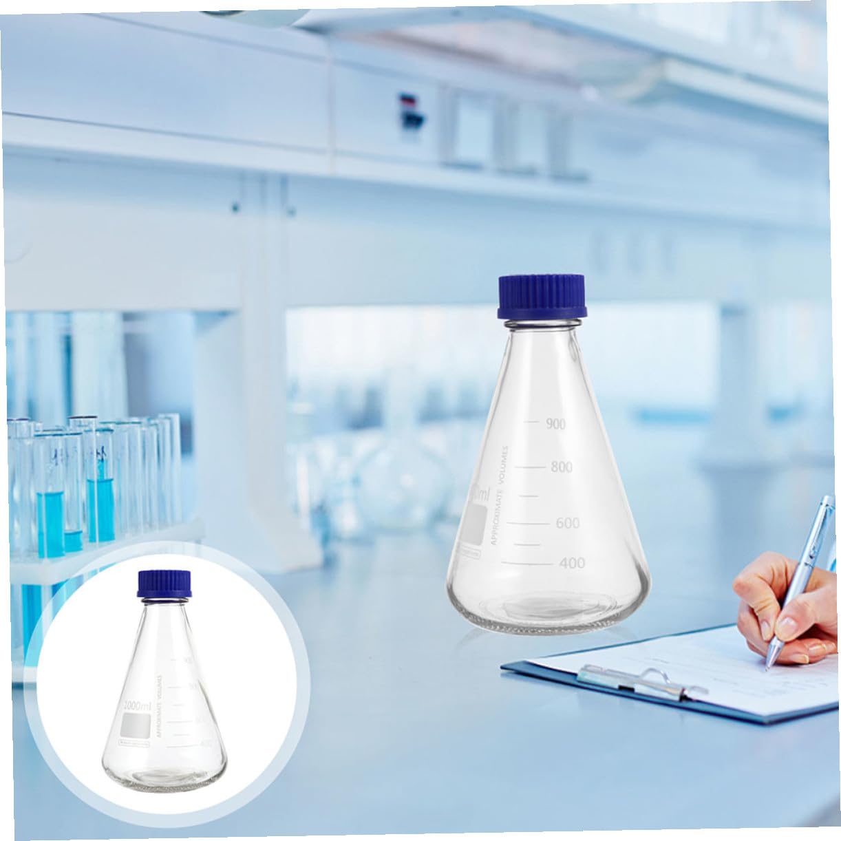 Hemobllo 2piezas Botellas de Reactivo Cónicas de Vidrio Matraces Cónicos para Experimentos Herramientas de Laboratorio Escala Uso Laboratorio