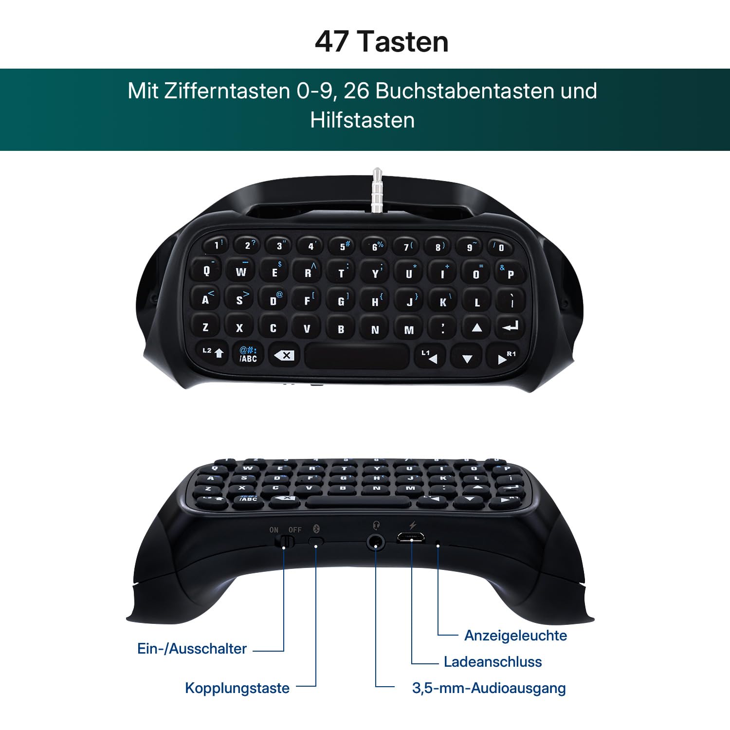 Mcbazel PS4 Tastatur Gaming Controller Keyboard Bluetooth Chatpad Kompatibel mit PS4/ PS4 Slim/ PS4 Pro Controller