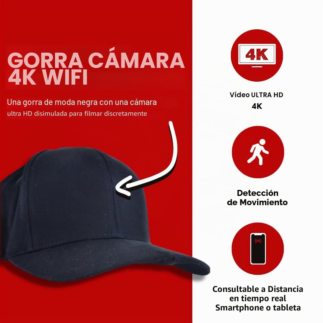 Générico Gorra con Cámara Espía 4K WiFi