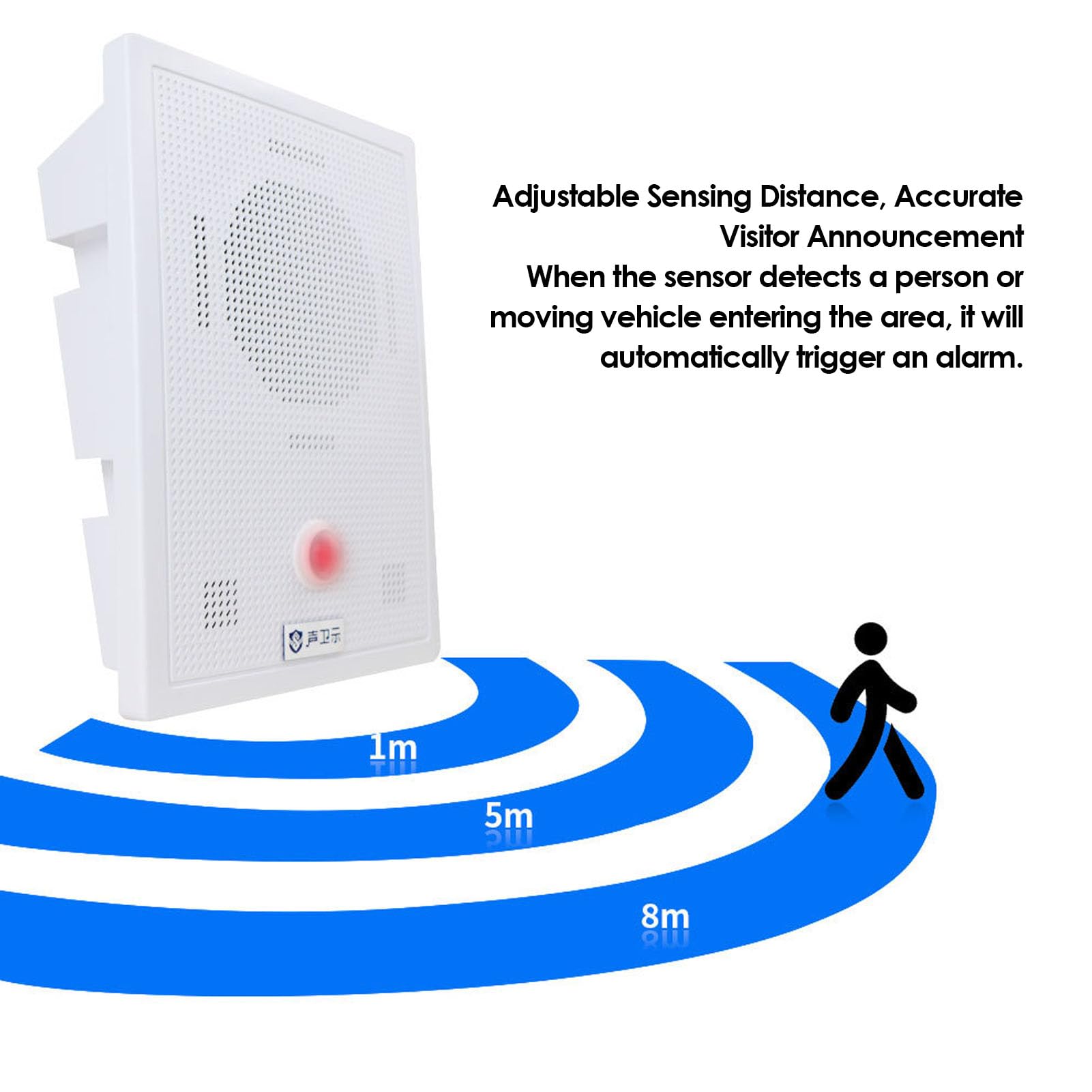 GOWENIC Altavoz con Sensor de Movimiento por Infrarrojos, Detección PIR, Sensor de Infrarrojos de Alcance de 0 a 8 M, Control de Aplicación Bluetooth, Carcasa a Prueba de Agua, para (Enchufe de la UE)
