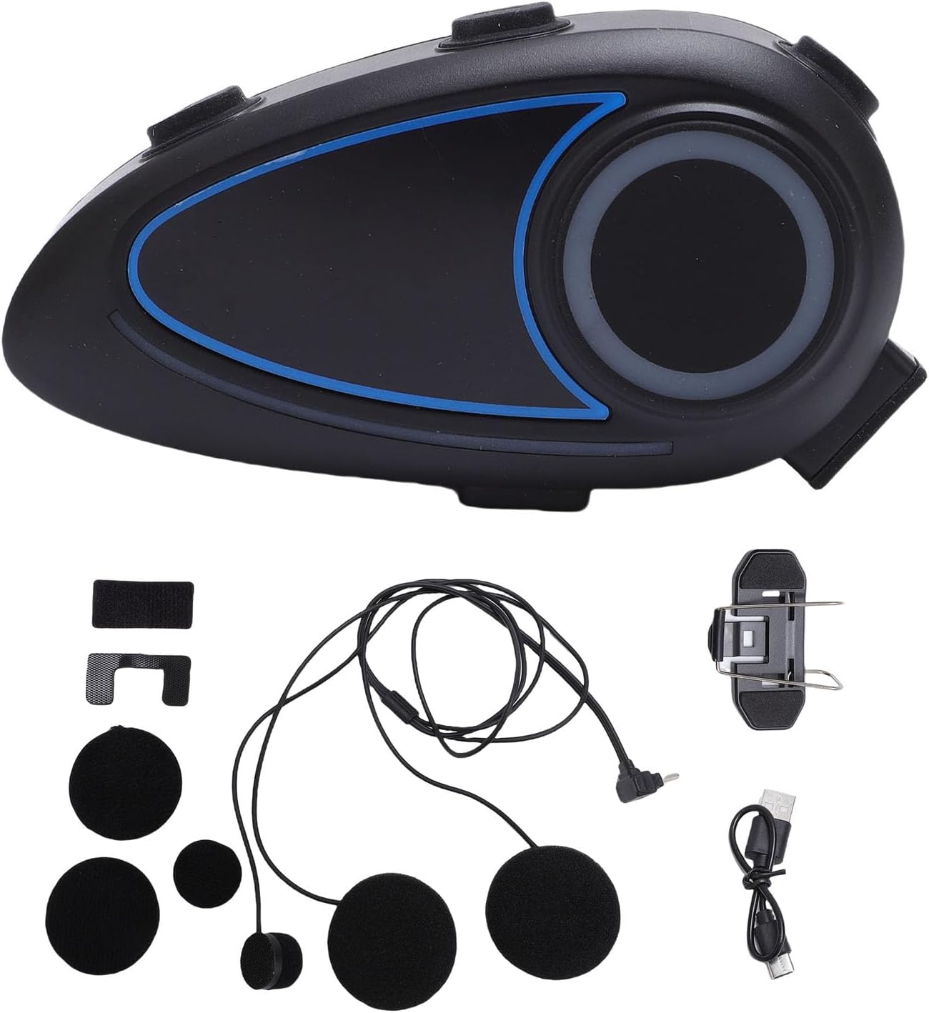 Motorcycle Bluetooth Headset, IP65 Splash Proof Helmet Speaker with Noise Cancellation, HiFi Stereo Sound for Music and Easy to Calls, Universal Fit for Most Helmets - Image 1 of 9