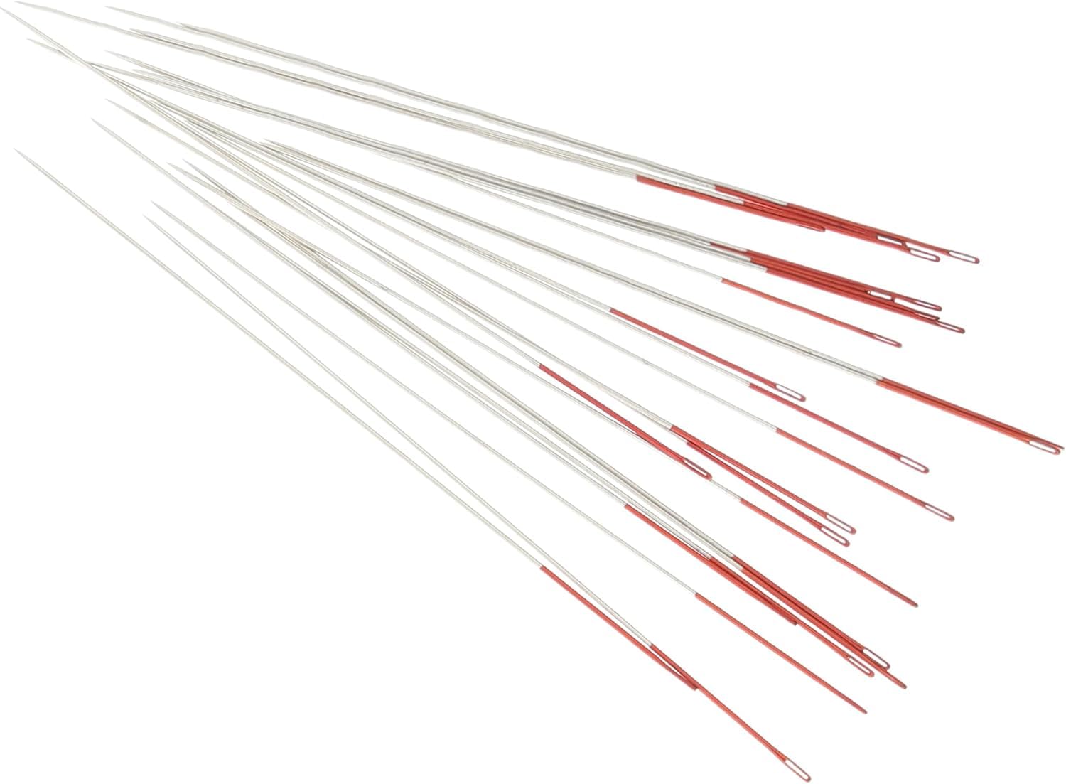 The Beadsmith Red Coloreyes Beading Needles, Size 12, 1 Pack (25 Needles), Colo Tip For Easy Identification Of Size, Use For Loom Weaving Bead Work, Off-Loom Stitch And Jewelry Making W/Seed Beads