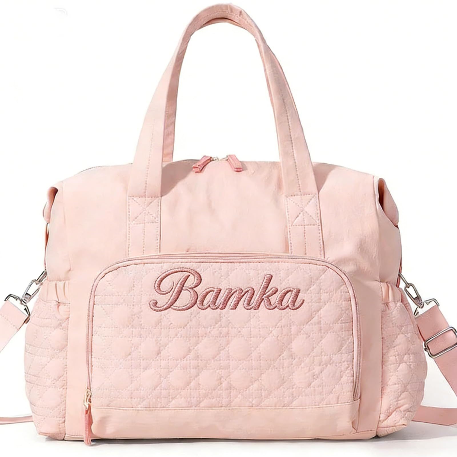 Sac à langer personnalisé de grande capacité pour femme avec nom de bébé