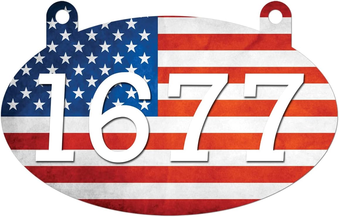 VWAQ Personalized American Flag Aluminum Sign Double Sided Reflective Hanging Mailbox Numbers Plaque Address - AS2S3 (White)