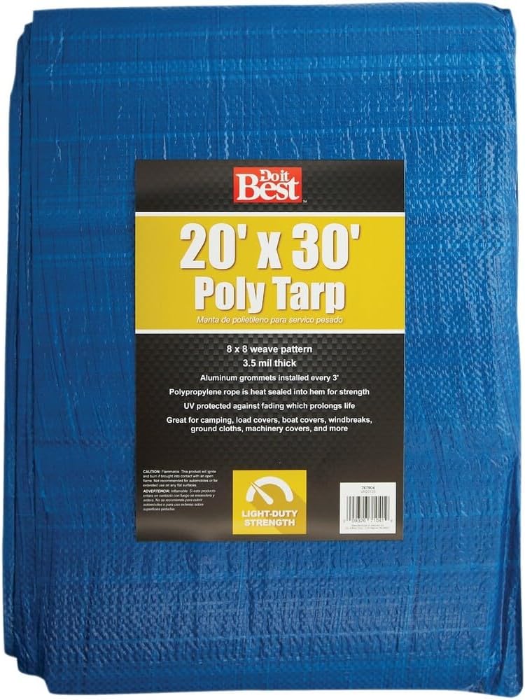 Do It Best Tarpaulin 767904 - Waterproof, UV Resistant Blue Tarp - 20X30