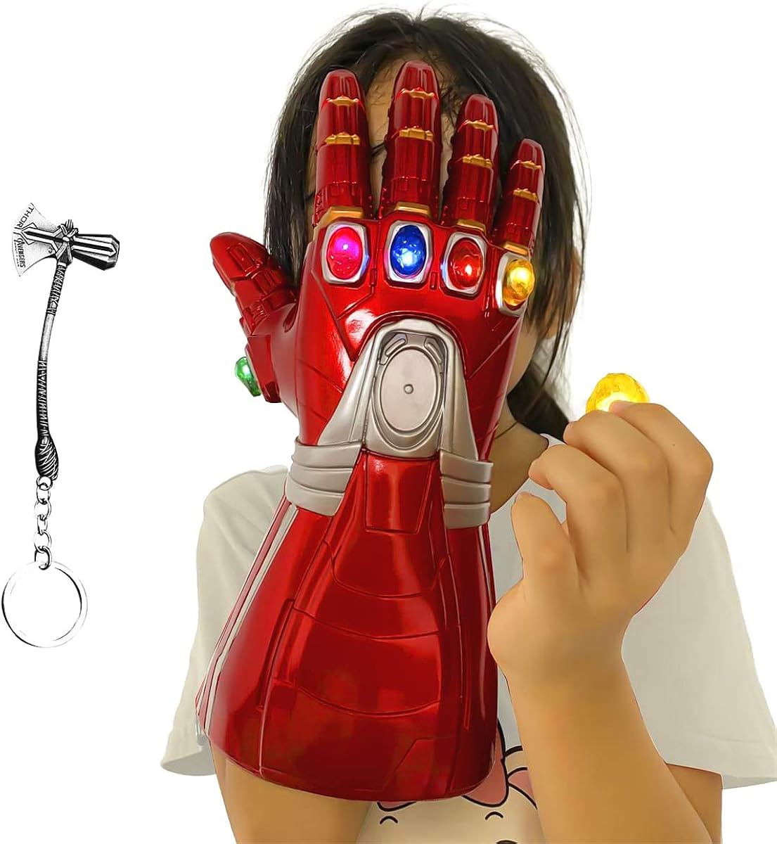 Aokairuisi Iron Man Infinity Guauntlet Kids Electronic Infinity Guante con imán extraíble Infinity Stones-3 modo Flash