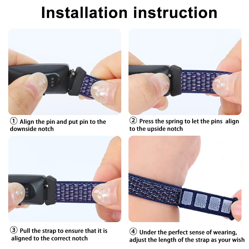 SOiiKE Bracelets Nylon Pour Fitbit Inspire 3/2/HR/Ace 3/2 - 3 Bandes Élastiques Réglables - Confortables Et Respirantes