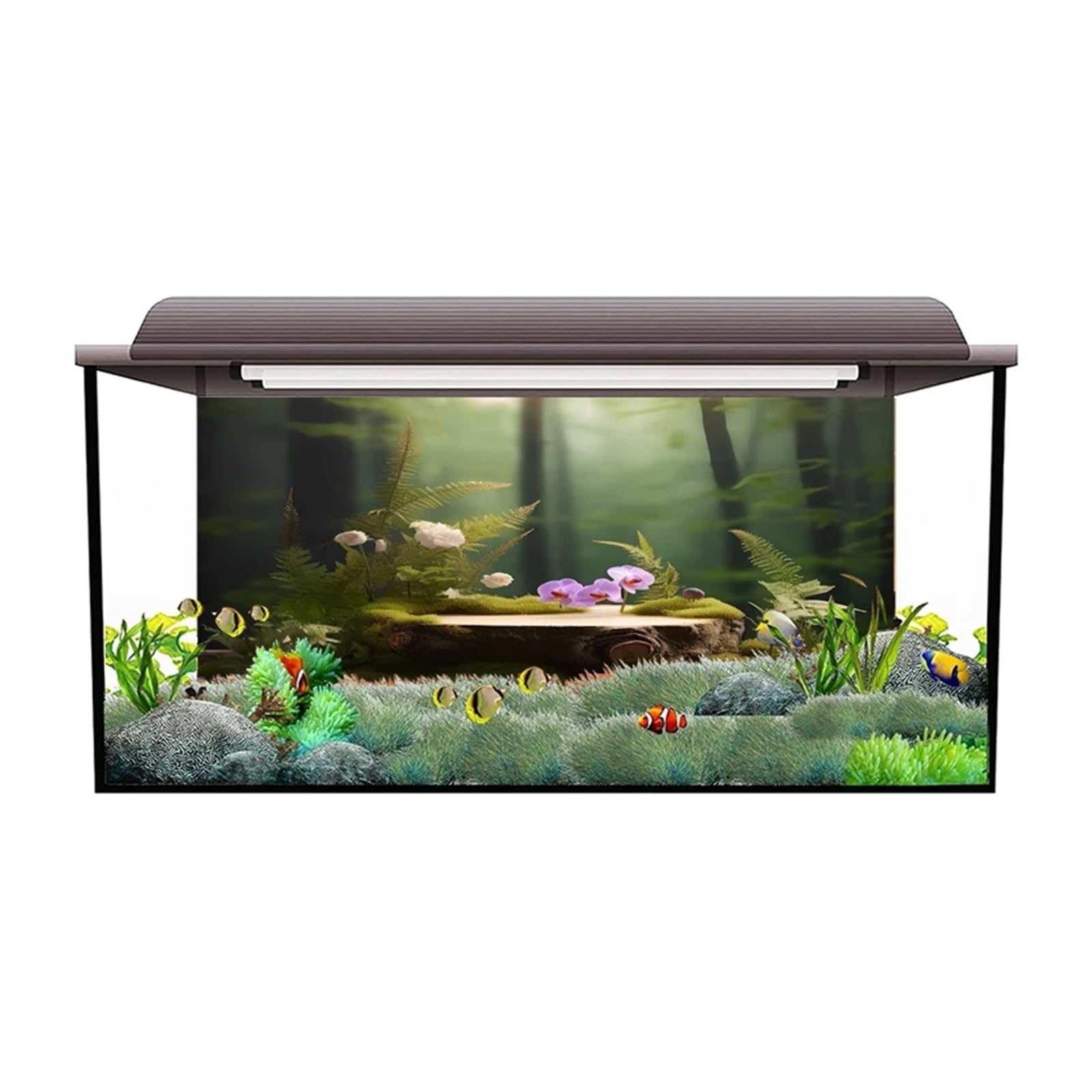 Hintergrund für Aquarien Wald Aufkleber Aquarium Hintergrund PVC Klebstoff Fisch Tank 3D(Green2,40x80cm)