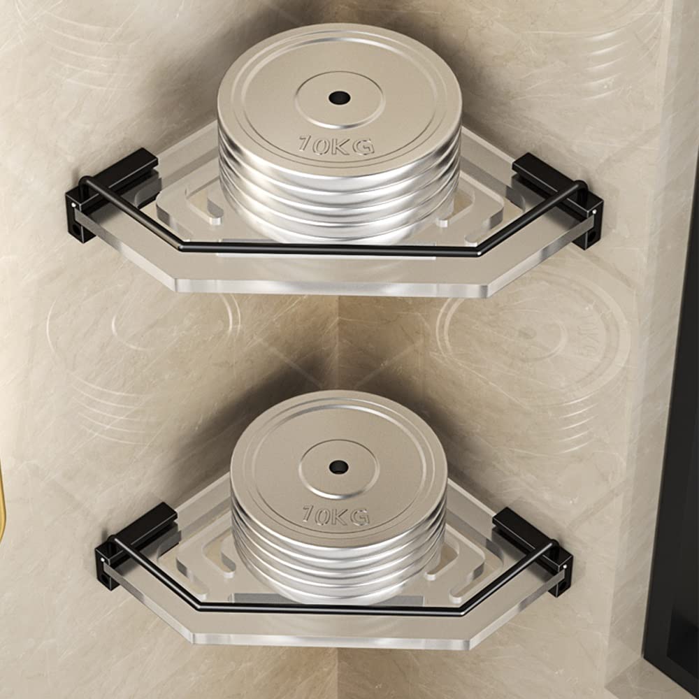 Estantes de baño de Esquina Estante de Ducha Corrugado de 2 Capas, Estante de Almacenamiento Triangular for baño, Estante de Esquina montado en la Pared(2 Layer)