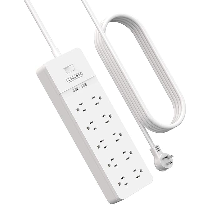 Buy Power Strip with Long Cord, NTONPOWER 15Ft Extension Cord Flat Plug