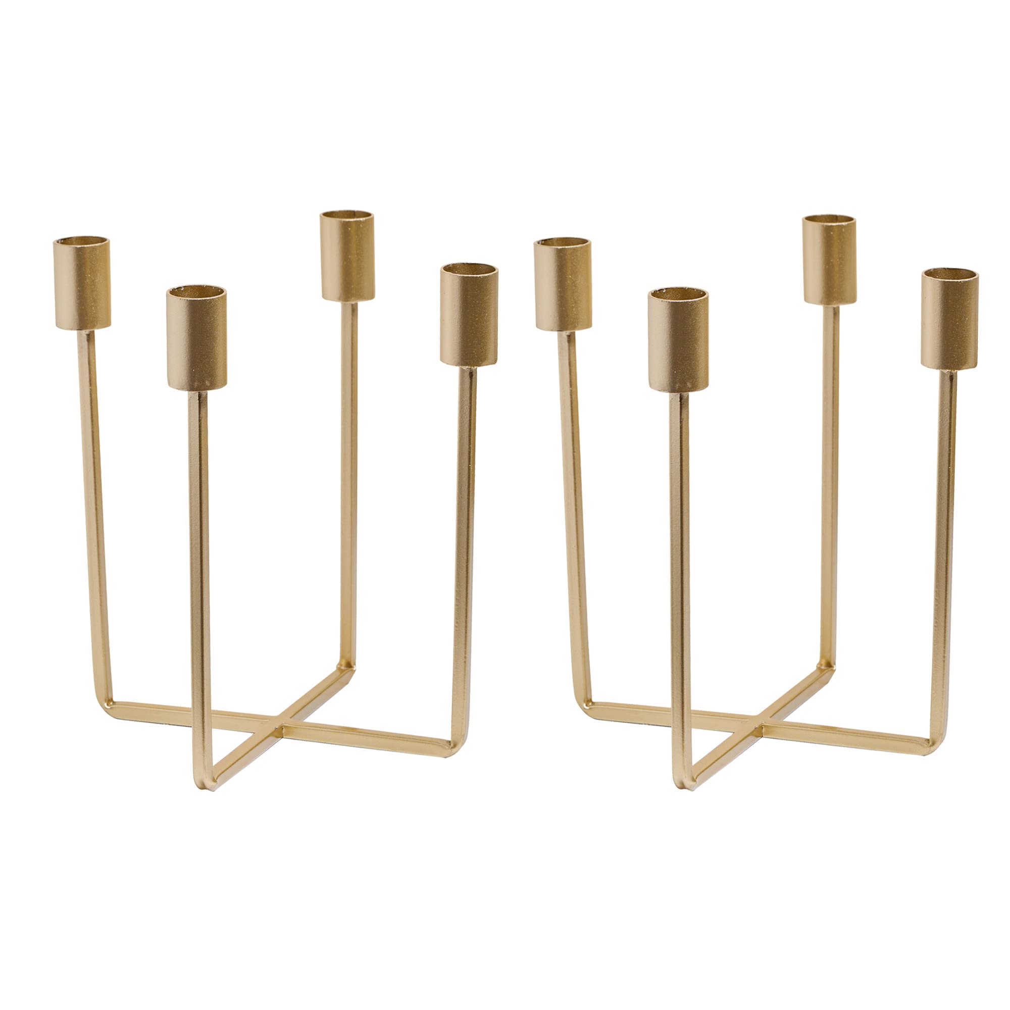 Defined Deco Candlestick Holders Taper Candle Holders,Gold Metal Candelabra 4-Candle,Decorative Candle Holder for Dining Room, Centerpiece, Table, Wedding, Mantel, Candlelight Dinner, Party(Set of 2