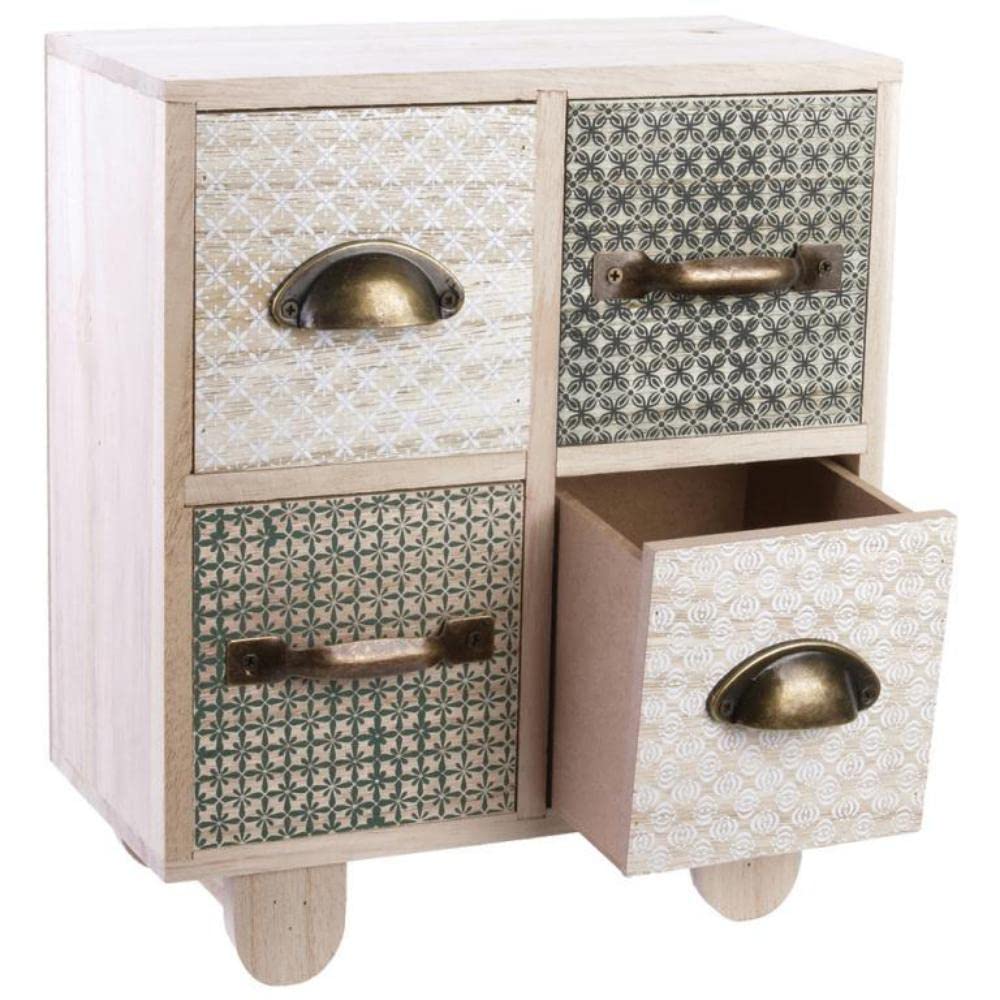 THE HOME DECO FACTORY - Cajonera pequeña de Madera con 4 cajones