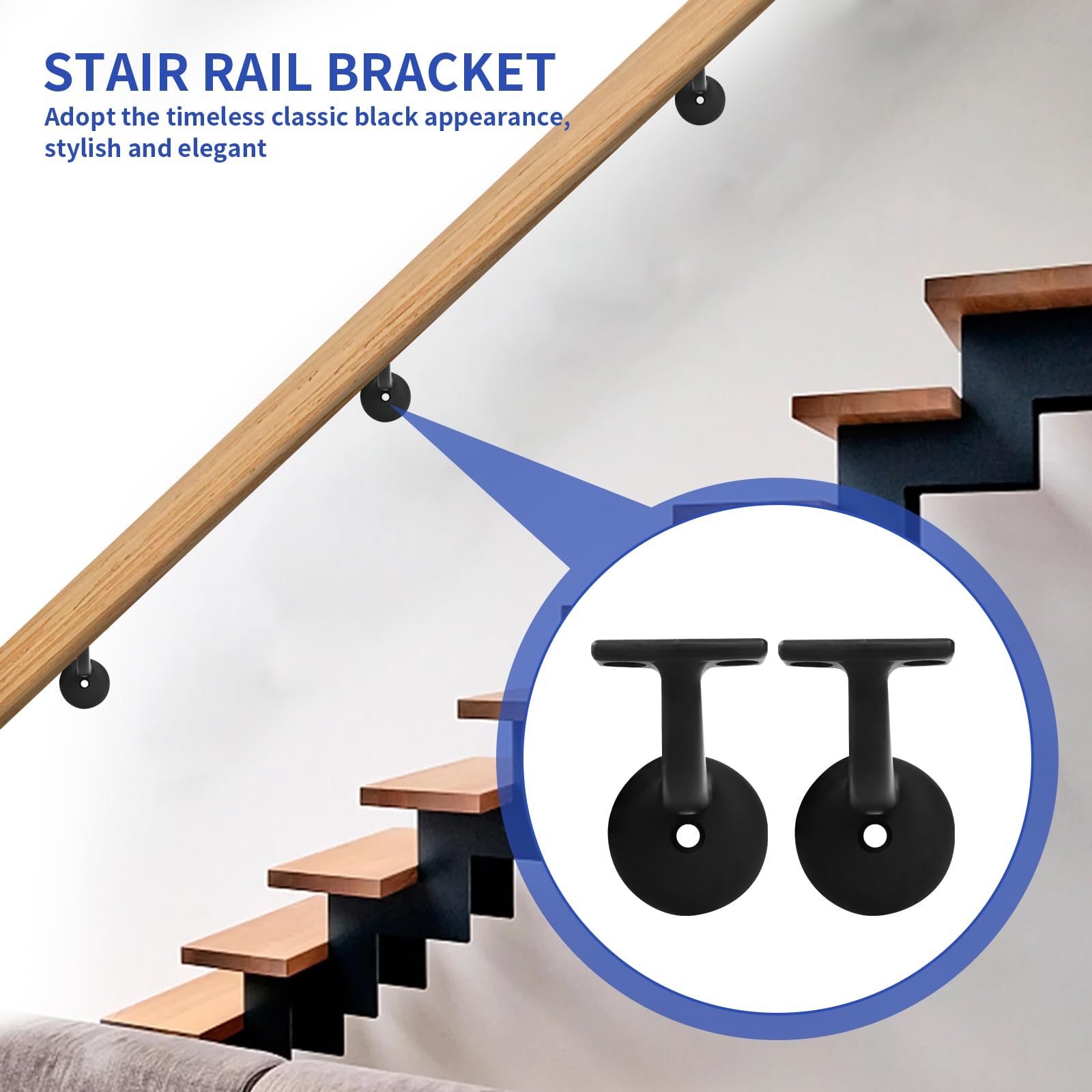 Handrail Holder, Handrail Bracket, Stainless Steel Handrail Support for Stair Railing Wood or Metal - Image 4