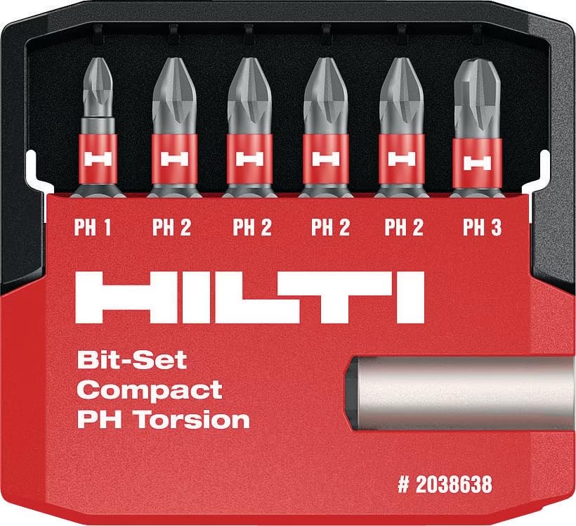 HILTI7-Piece Torsion Phillips Screwdriver Bit Set, PH 25/1" T, 25 mm, Professional Performance, S-BSC PH 25/1" T