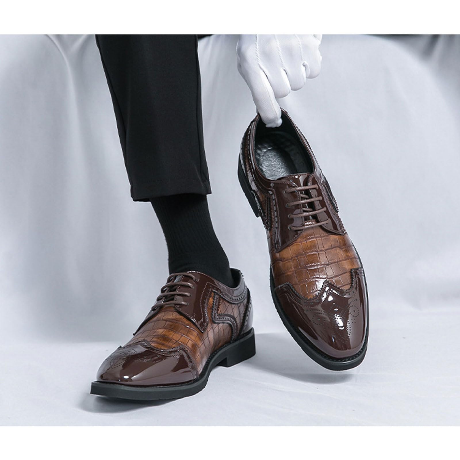 Oxford-Schuhe Herren Elegante Schnürer Zweifarbige Mit Brogue-Details Für Business & Festanlässe