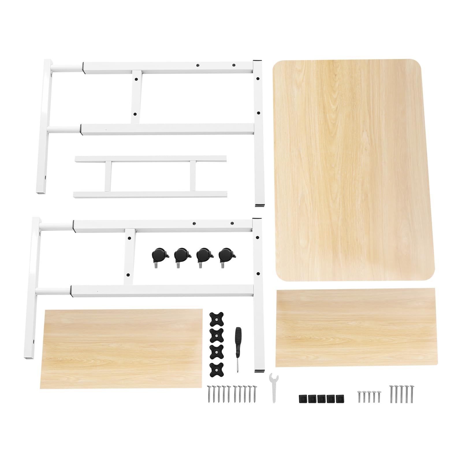 Comodino regolabile Overbed, scrivania mobile a 3 livelli, per soggiorno, ufficio, casa, studio, colore legno, 60 x 40 cm, altezza regolabile: 60 – 90 cm