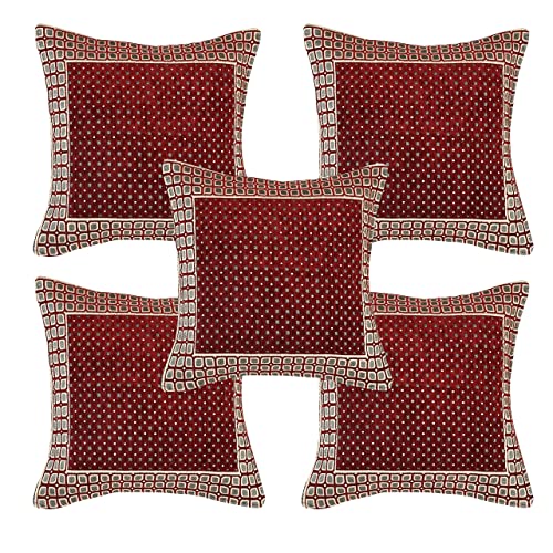 Image of Sofa Cover with Cushion Cover and Table Cover - 3 Seater and 2 Seater Sofa Covers with Arm Set 16 Pcs - 3+1+1 Panels for Home Living Room Sofa Couch Decor (Maroon), Chenille