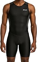 Wixen Men's Sleeveless Performance Triathlon Suit - Padded Quick-Dry Compression Trisuit for Swim Bike Run