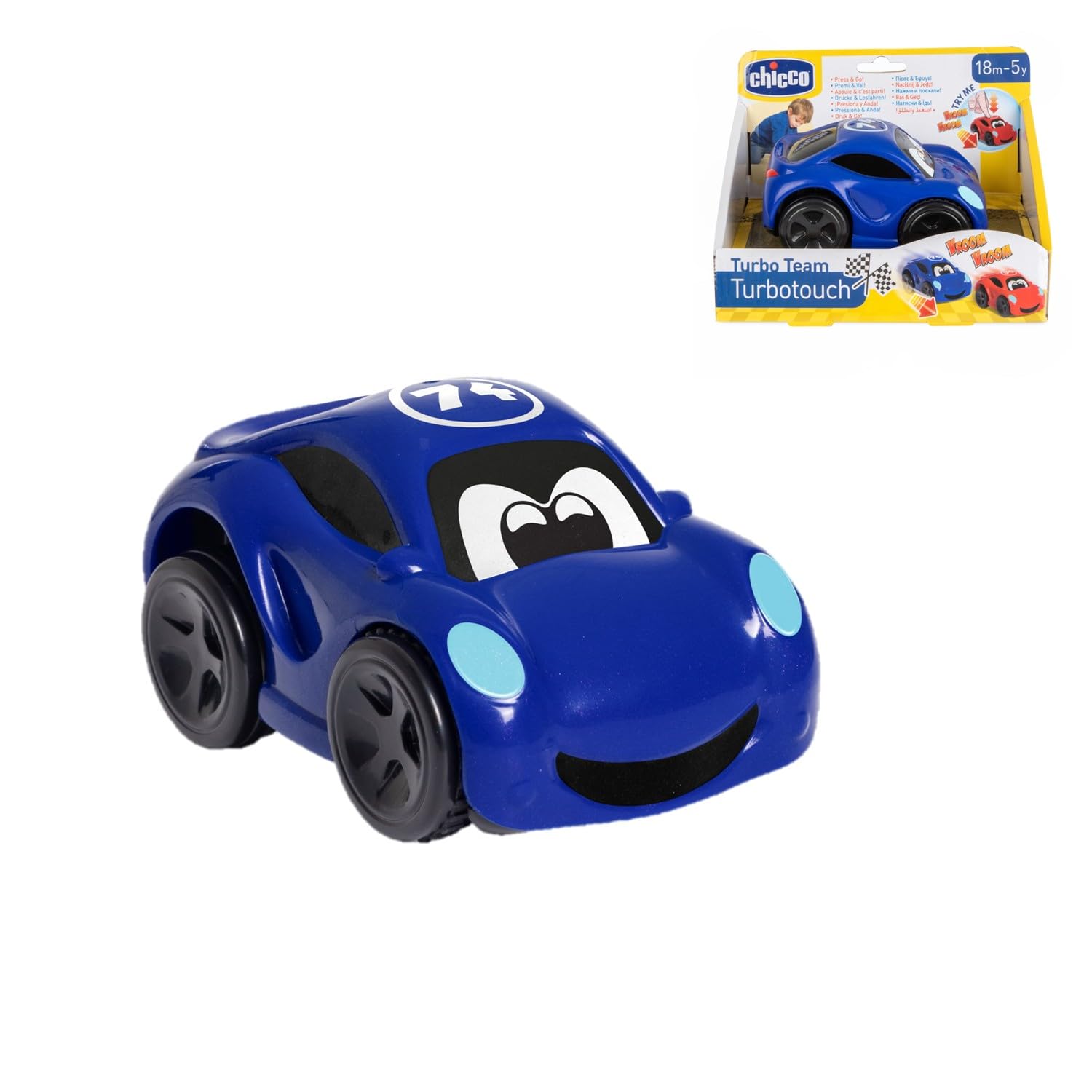 Chicco Turbo Touch Racing Car, Toy Car for Children, with Realistic Sounds, Vibration Effect, Up to 8 m Range, Sports Car, Colour Blue, Play Cars for Children, from 2 Years +