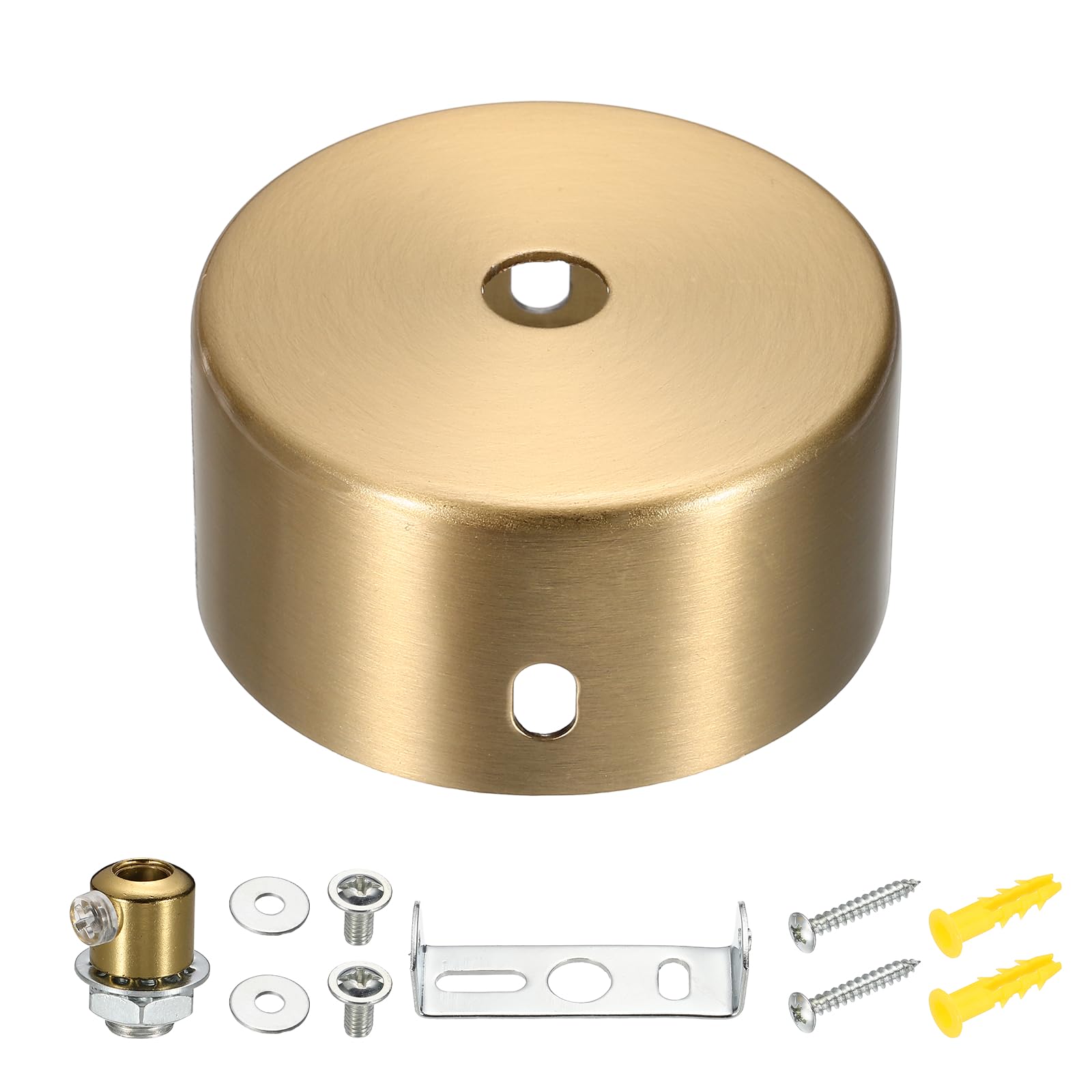 VIAPUICE Metal Round Solid Lamp Stand 2.4" x 1.2"- 1 Pcs Metal Circular Lamp Base Iron Round Light Base for Home Decor DIY Bedroom Living Room, 1.0 mm Thick Edge-Mount, Brass